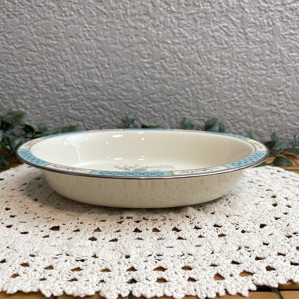 Vintage Lenox Plum Blossoms Oval Vegetable Serving Bowl Silver Platinum 9 5/8"